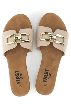 Ciabatte beige con morsetto The first chic PREA3550