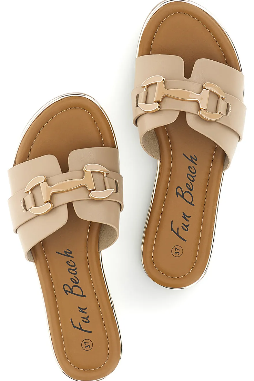 Ciabatte beige con morsetto Fun beach 15601