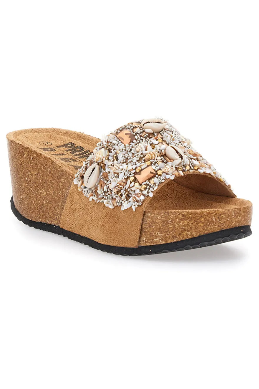 Ciabatte Beige Con Pietre e Conchiglie Prima Riga 14229