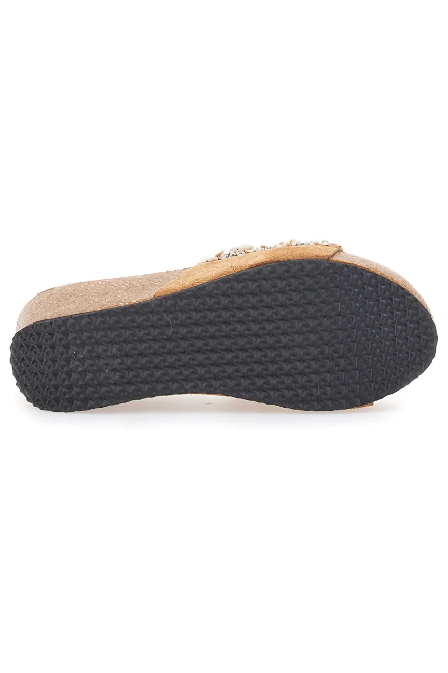 Ciabatte Beige Con Pietre e Conchiglie Prima Riga 14229