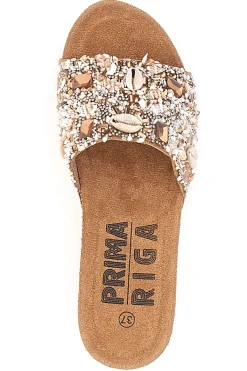 Ciabatte Beige Con Pietre e Conchiglie Prima Riga 14229