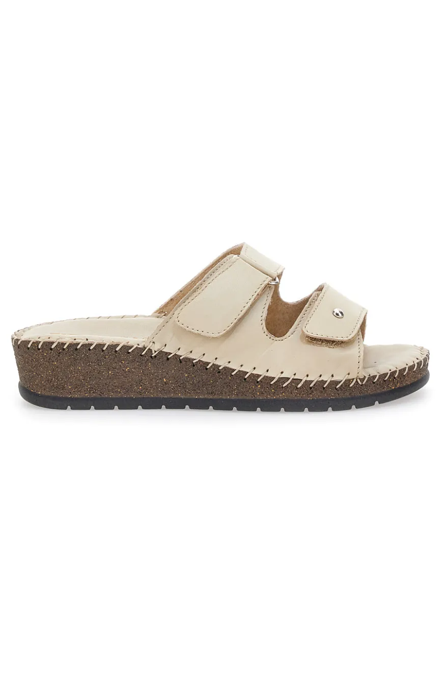 Ciabatte Beige Con Plantare In Vera Pelle Pittarello 42062
