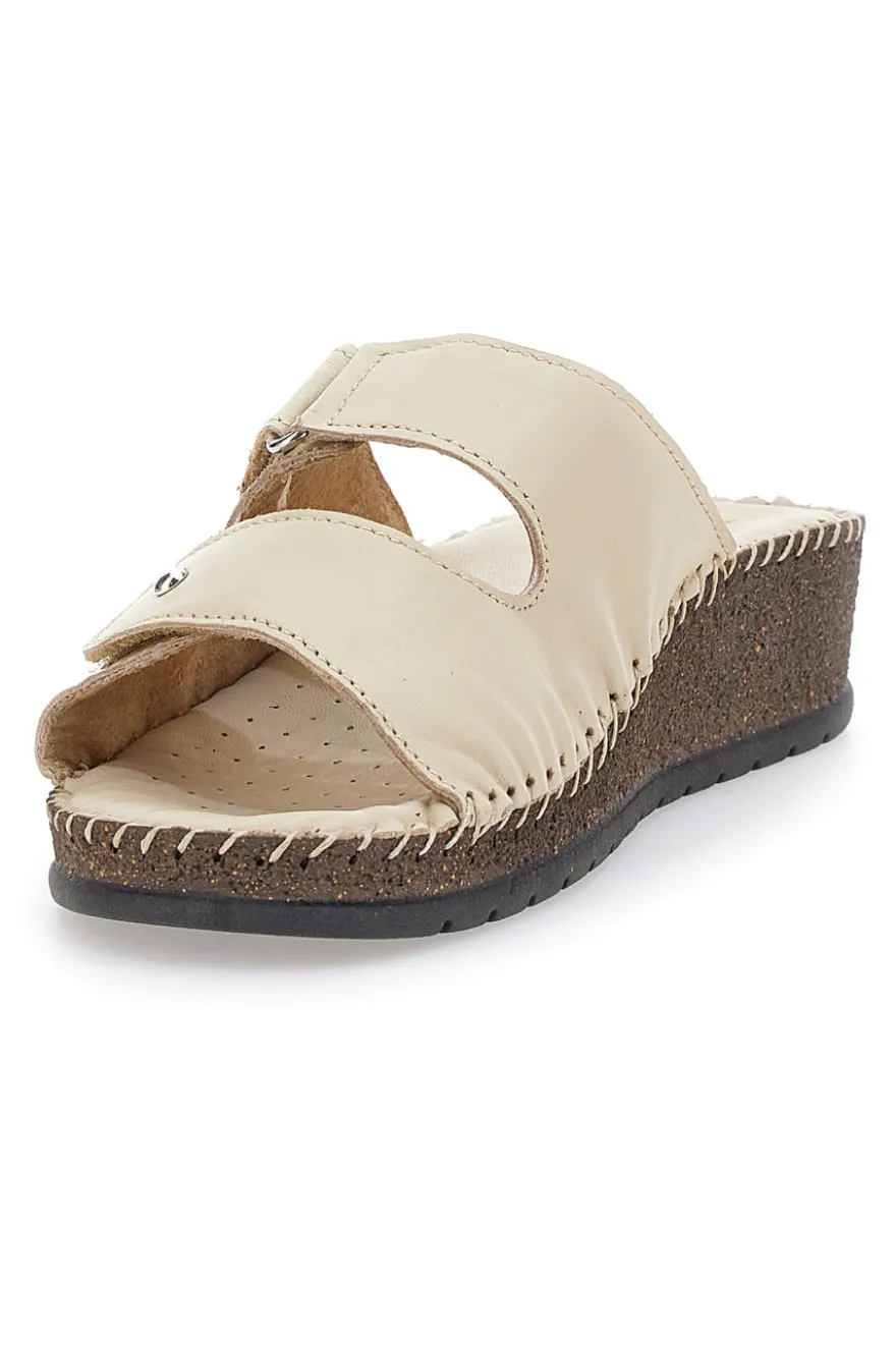 Ciabatte Beige Con Plantare In Vera Pelle Pittarello 42062