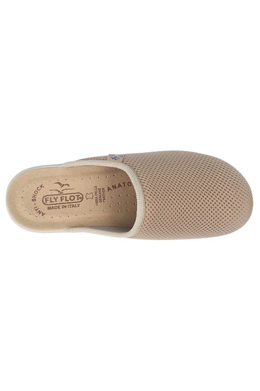 Ciabatte beige con sottopiede in vera pelle antiscivolo Fly Flot 90T40368FE