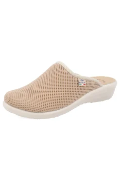 Ciabatte beige con sottopiede in vera pelle antiscivolo Fly Flot 90T40368FE