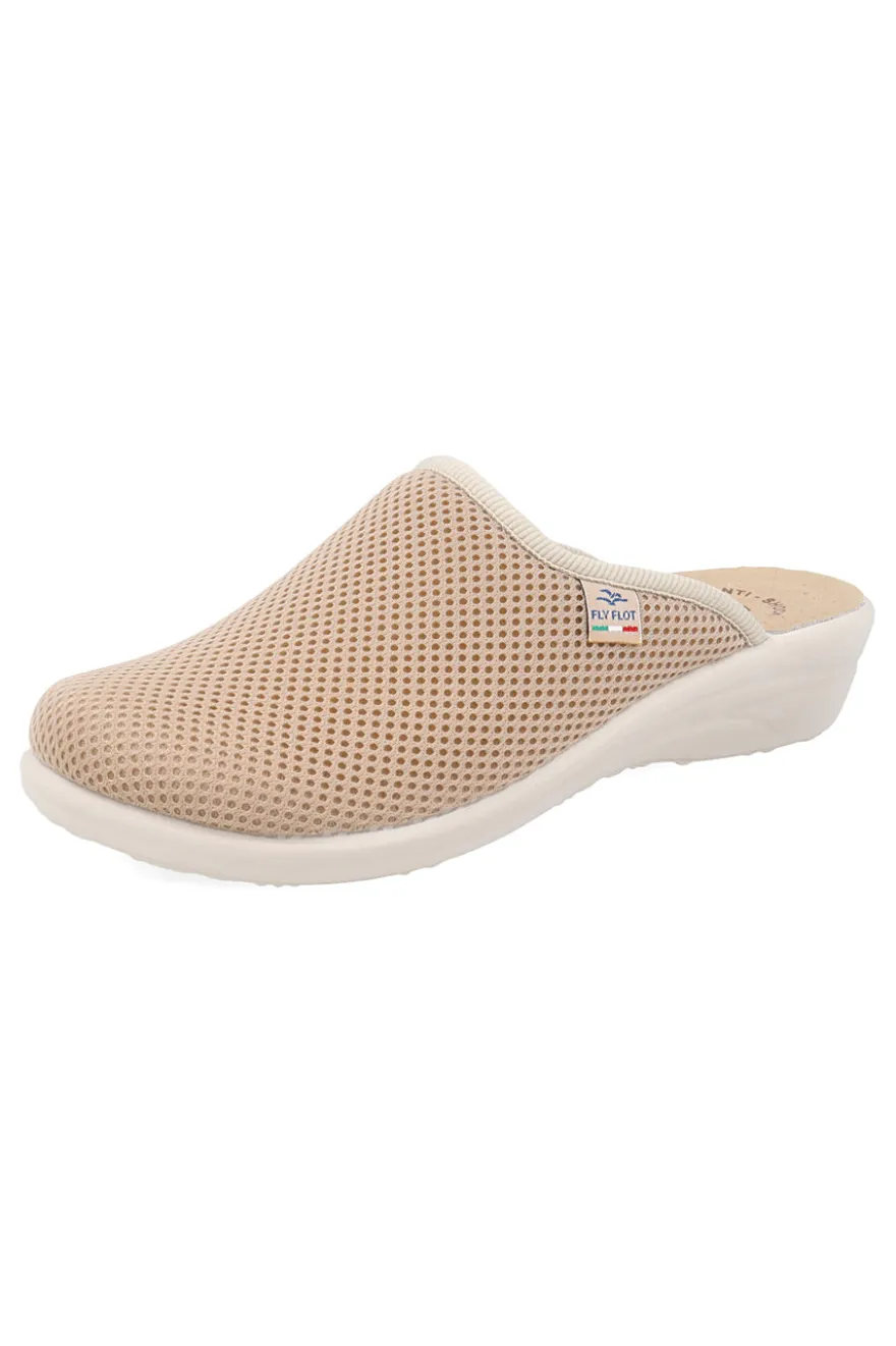 Ciabatte beige con sottopiede in vera pelle antiscivolo Fly Flot 90T40368FE