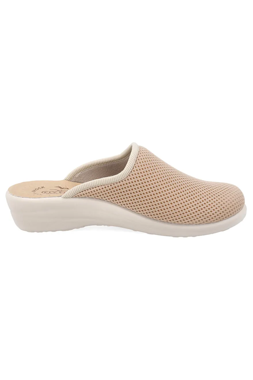 Ciabatte beige con sottopiede in vera pelle antiscivolo Fly Flot 90T40368FE