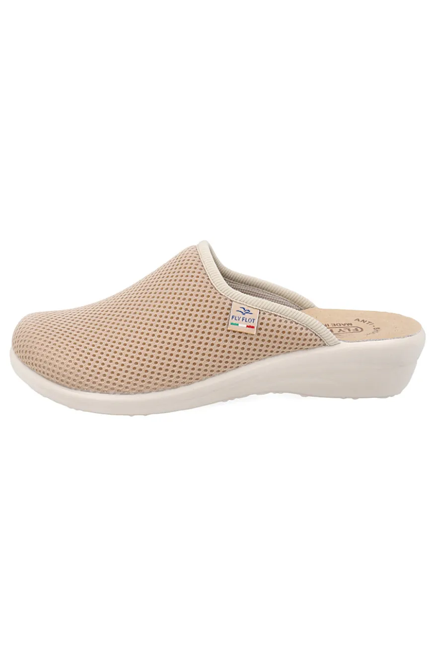 Ciabatte beige con sottopiede in vera pelle antiscivolo Fly Flot 90T40368FE