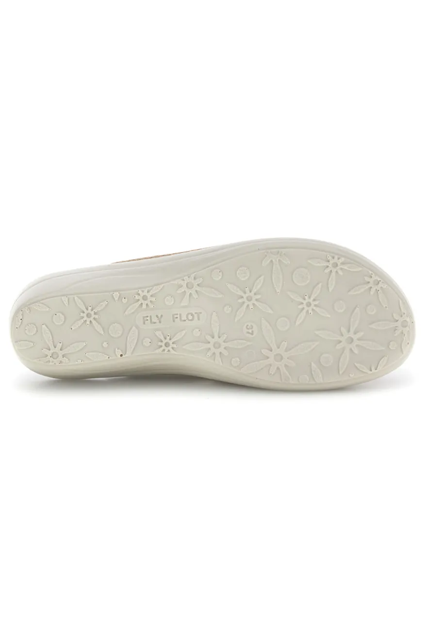 Ciabatte beige con sottopiede in vera pelle antiscivolo Fly Flot 90T40368FE