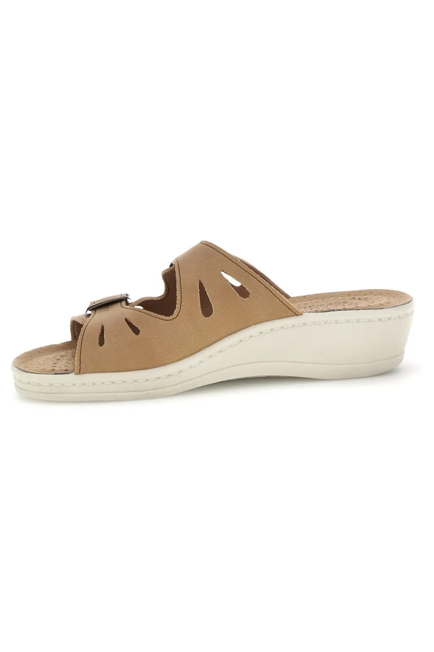 Ciabatte beige con sottopiede in vera pelle e plantare anatomico Fly Flot 90160008CE