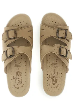 Ciabatte beige con sottopiede in vera pelle e plantare anatomico Fly Flot 90160008CE