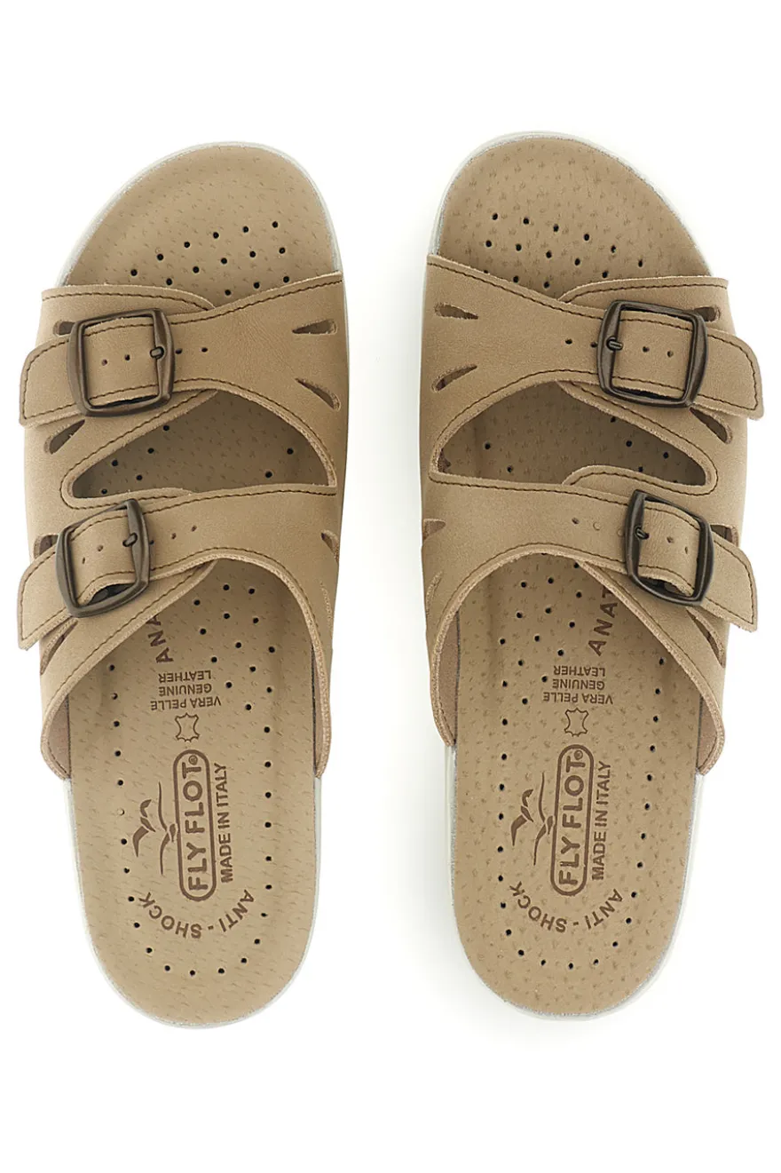 Ciabatte beige con sottopiede in vera pelle e plantare anatomico Fly Flot 90160008CE