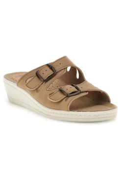 Ciabatte beige con sottopiede in vera pelle e plantare anatomico Fly Flot 90160008CE