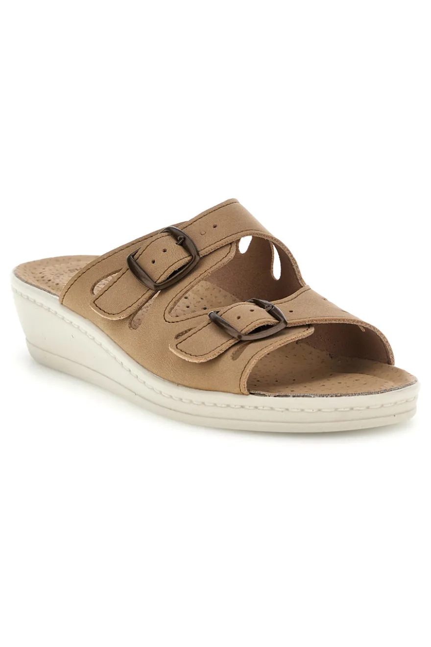 Ciabatte beige con sottopiede in vera pelle e plantare anatomico Fly Flot 90160008CE