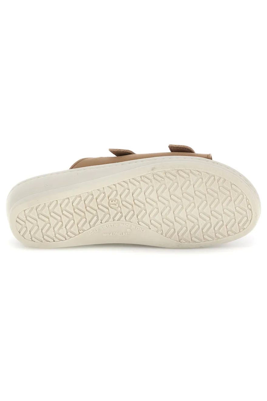 Ciabatte beige con sottopiede in vera pelle e plantare anatomico Fly Flot 90160008CE