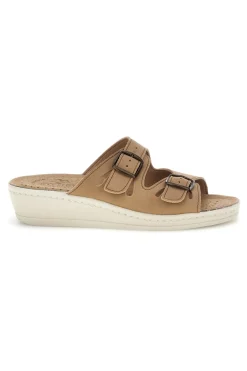 Ciabatte beige con sottopiede in vera pelle e plantare anatomico Fly Flot 90160008CE
