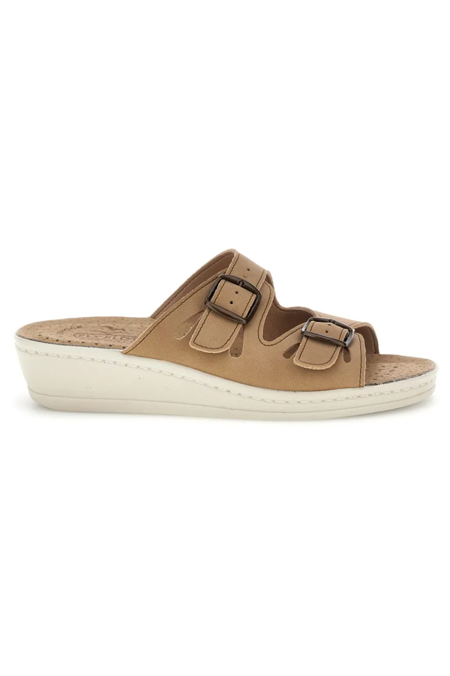 Ciabatte beige con sottopiede in vera pelle e plantare anatomico Fly Flot 90160008CE