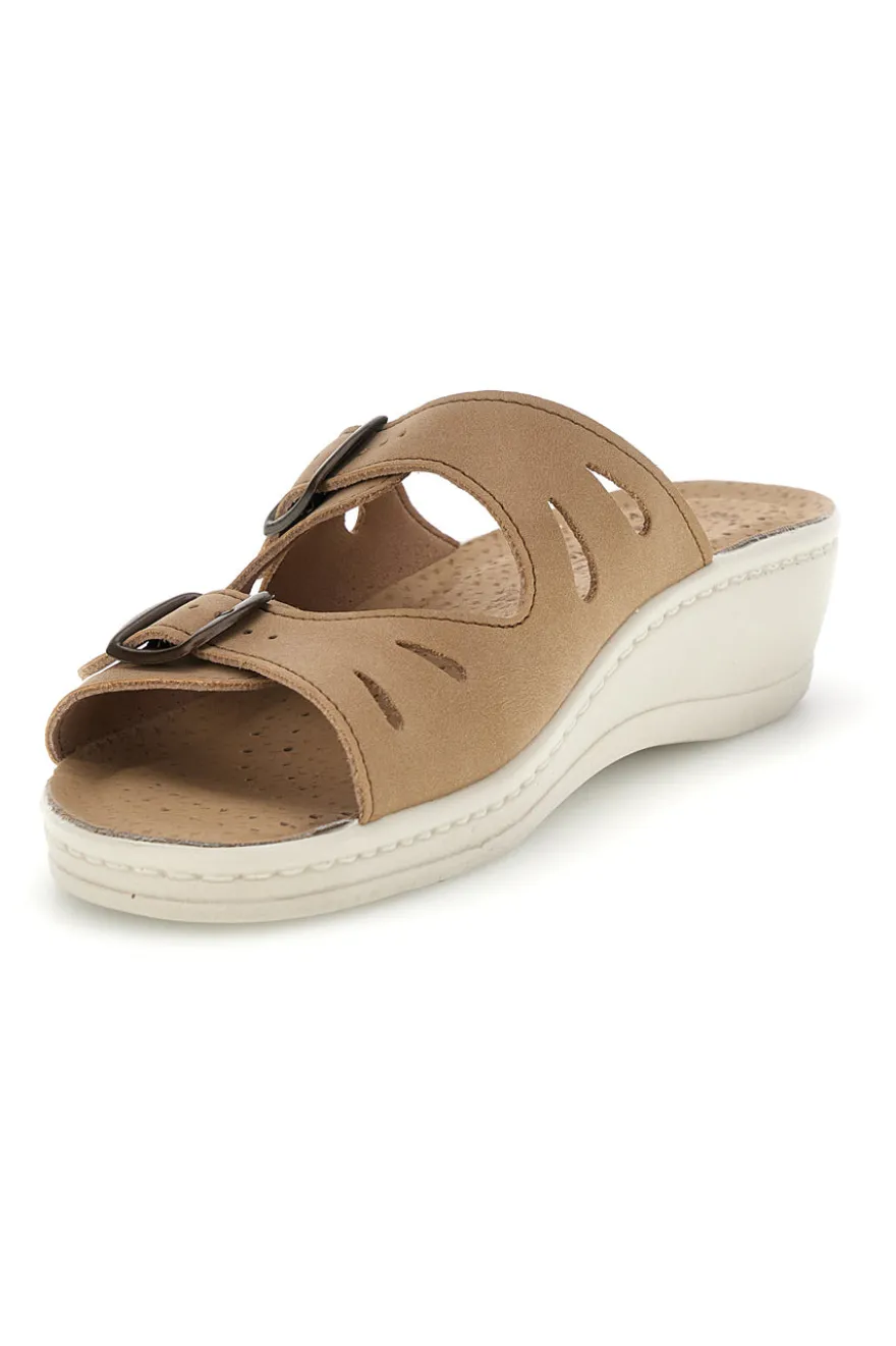 Ciabatte beige con sottopiede in vera pelle e plantare anatomico Fly Flot 90160008CE