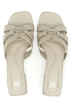 Ciabatte Beige Con Tacco A Blocco Laura Biagiotti 9028