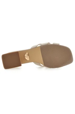 Ciabatte Beige Con Tacco A Blocco Laura Biagiotti 9028