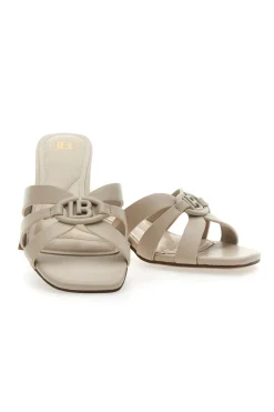 Ciabatte Beige Con Tacco A Blocco Laura Biagiotti 9028