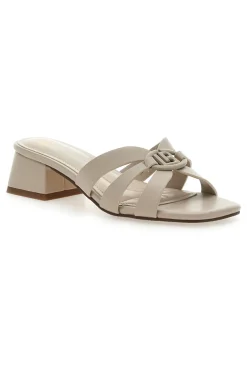Ciabatte Beige Con Tacco A Blocco Laura Biagiotti 9028