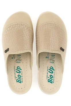 Ciabatte Beige con Tomaia in Pelle Effetto Lucido BIO UP 753