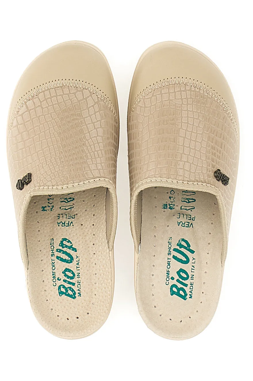 Ciabatte Beige con Tomaia in Pelle Effetto Lucido BIO UP 753
