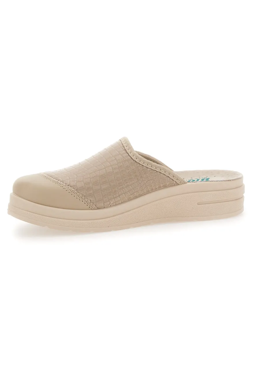 Ciabatte Beige con Tomaia in Pelle Effetto Lucido BIO UP 753