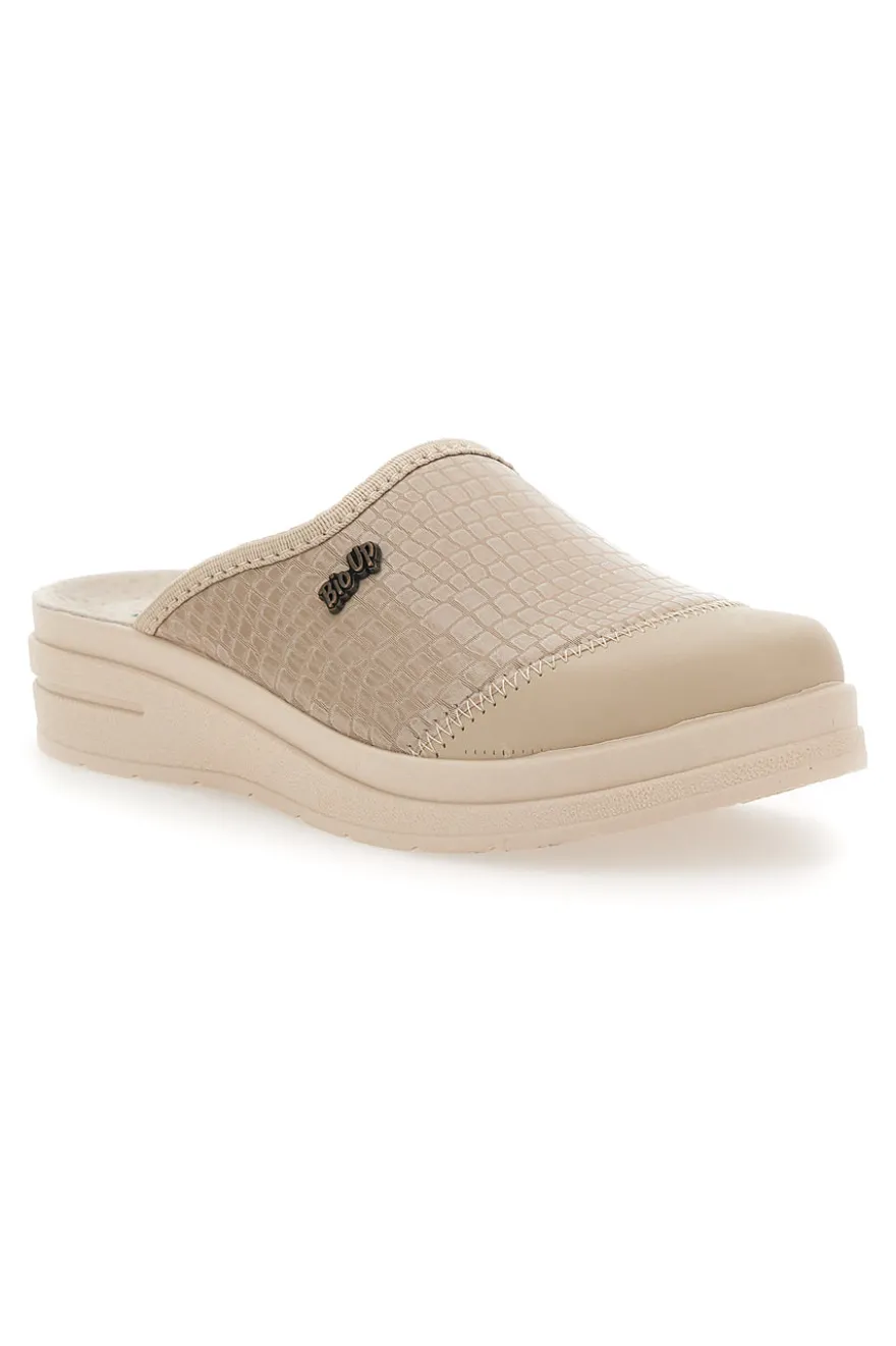 Ciabatte Beige con Tomaia in Pelle Effetto Lucido BIO UP 753