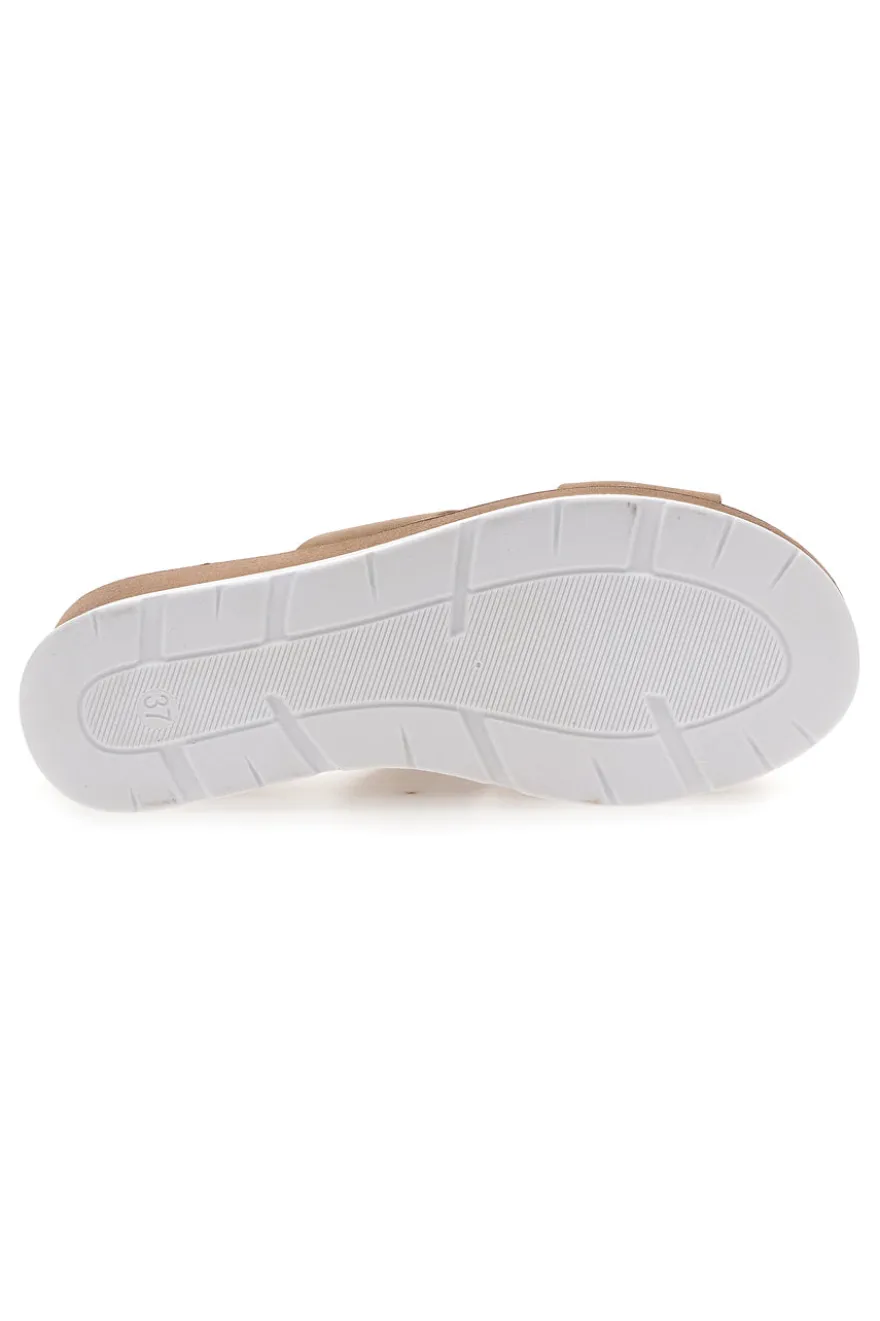 Ciabatte Beige con Zeppa A Contrasto Bianca PLOCADI 11071242