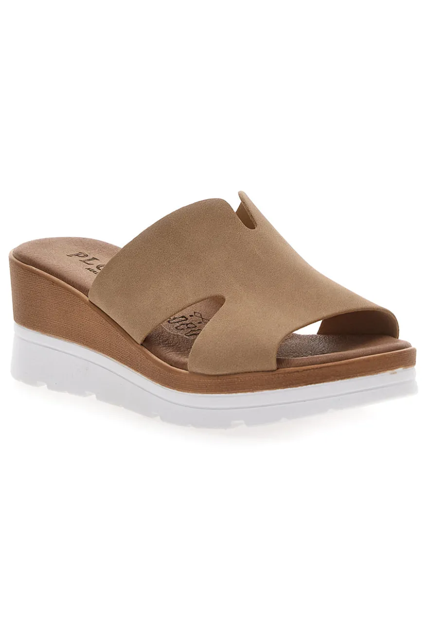 Ciabatte Beige con Zeppa A Contrasto Bianca PLOCADI 11071242