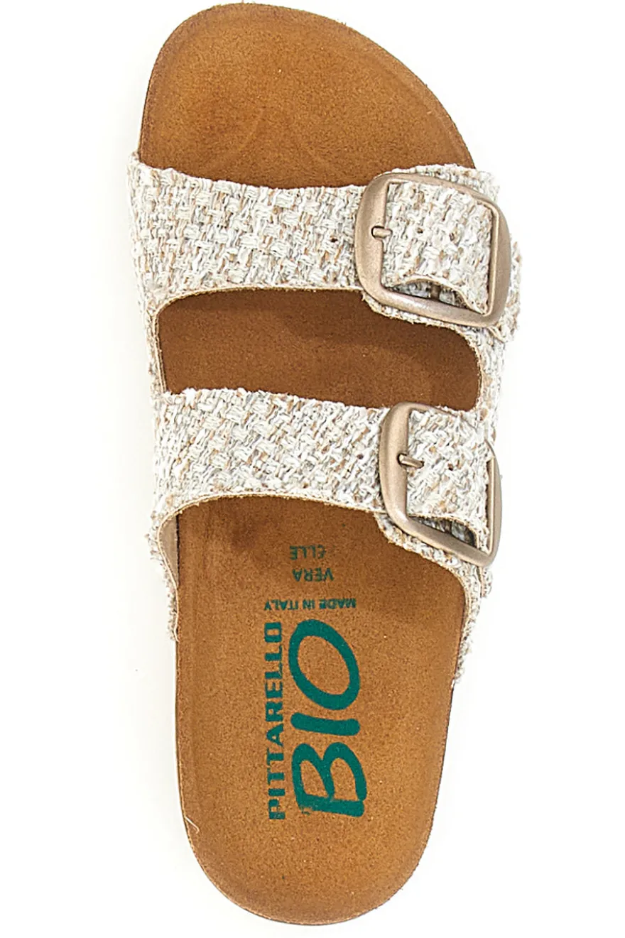 Ciabatte beige corda con doppia fibbia PITTARELLO BIO 335P20630SR