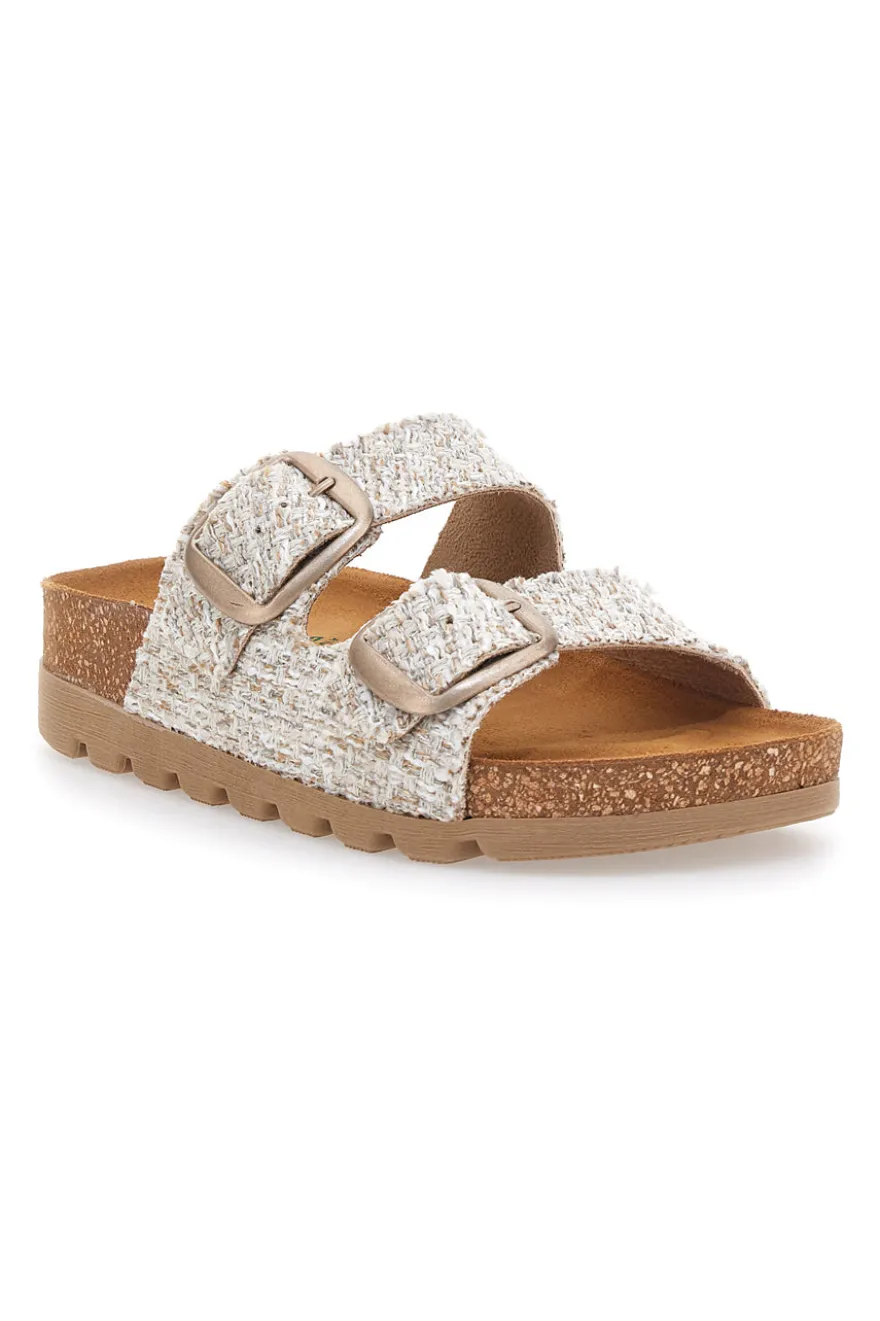 Ciabatte beige corda con doppia fibbia PITTARELLO BIO 335P20630SR