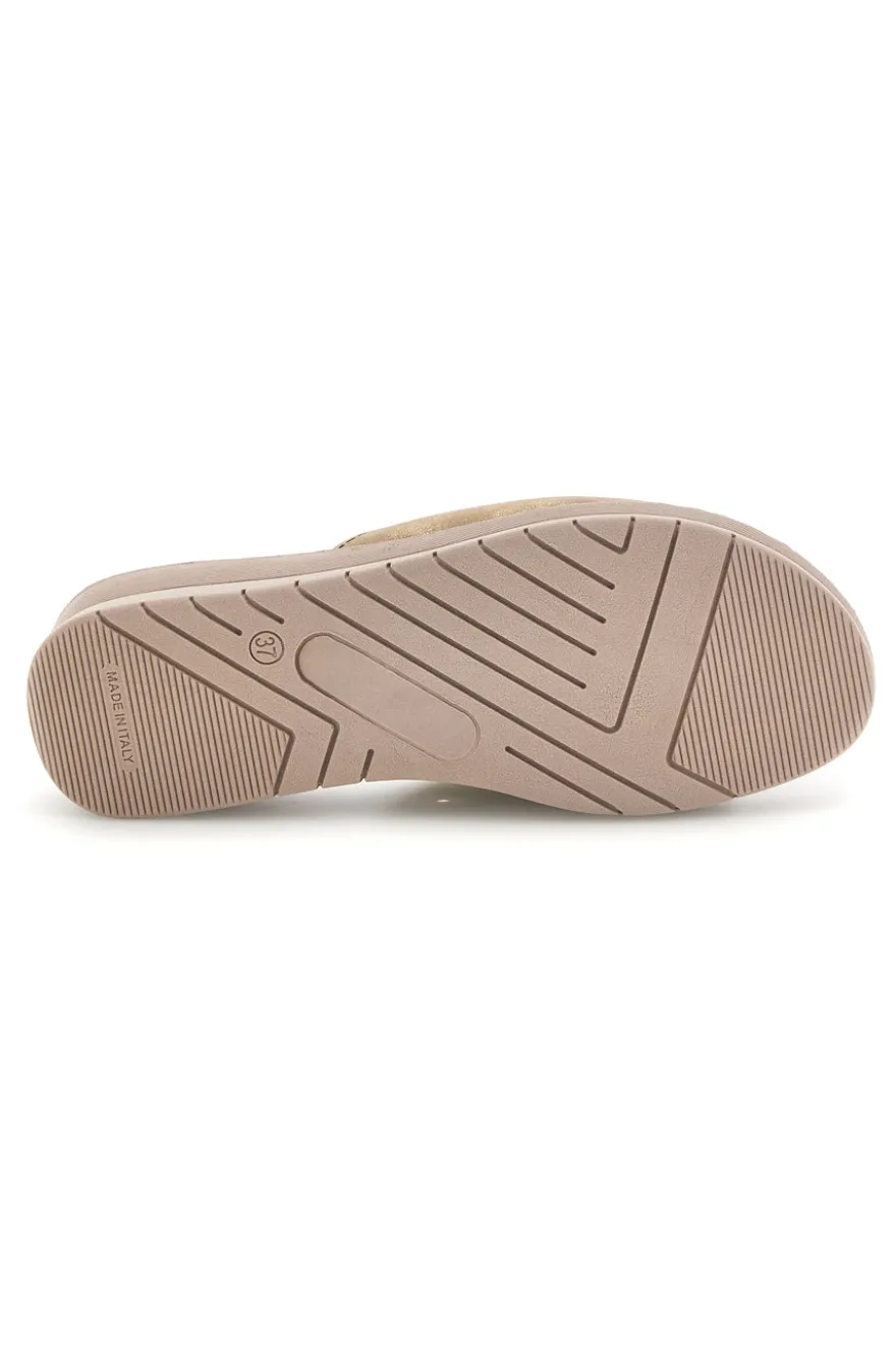 Ciabatte Beige Dettagli Metallizzati Linea comoda 8551