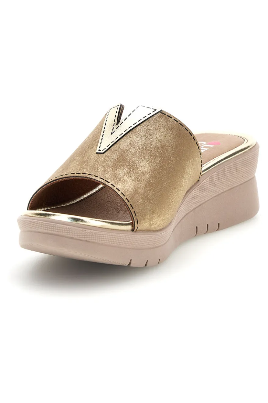 Ciabatte Beige Dettagli Metallizzati Linea comoda 8551