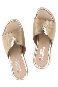 Ciabatte Beige Dettagli Metallizzati Linea comoda 8551