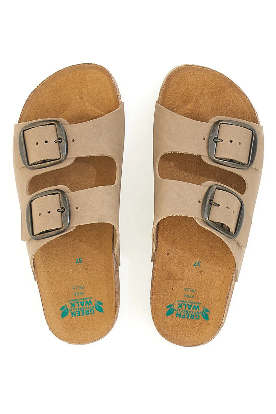 Ciabatte beige doppia fibbia Pittarello Green walk 335CF20630SR