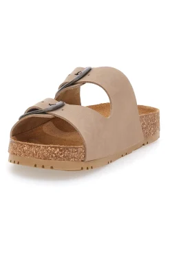 Ciabatte beige doppia fibbia Pittarello Green walk 335CF20630SR