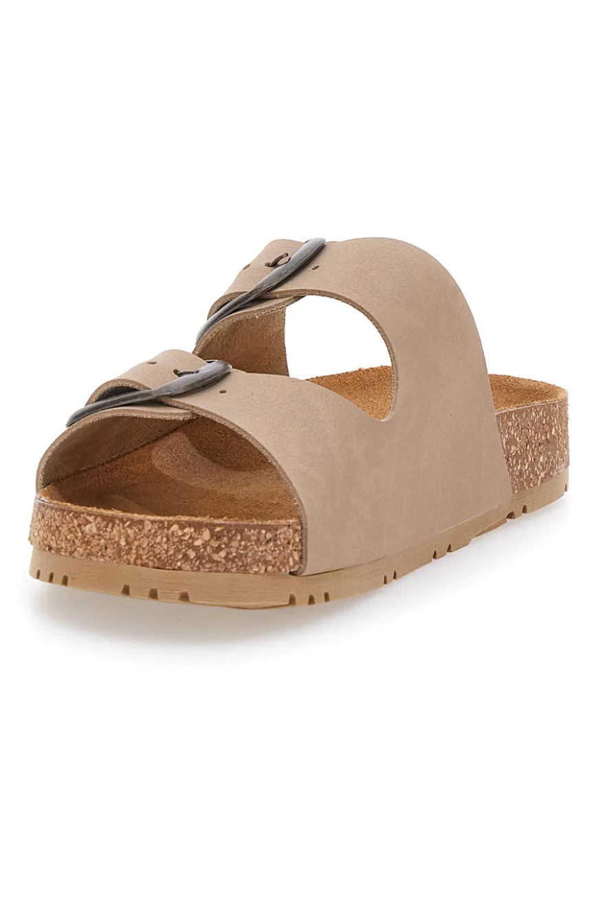 Ciabatte beige doppia fibbia Pittarello Green walk 335CF20630SR