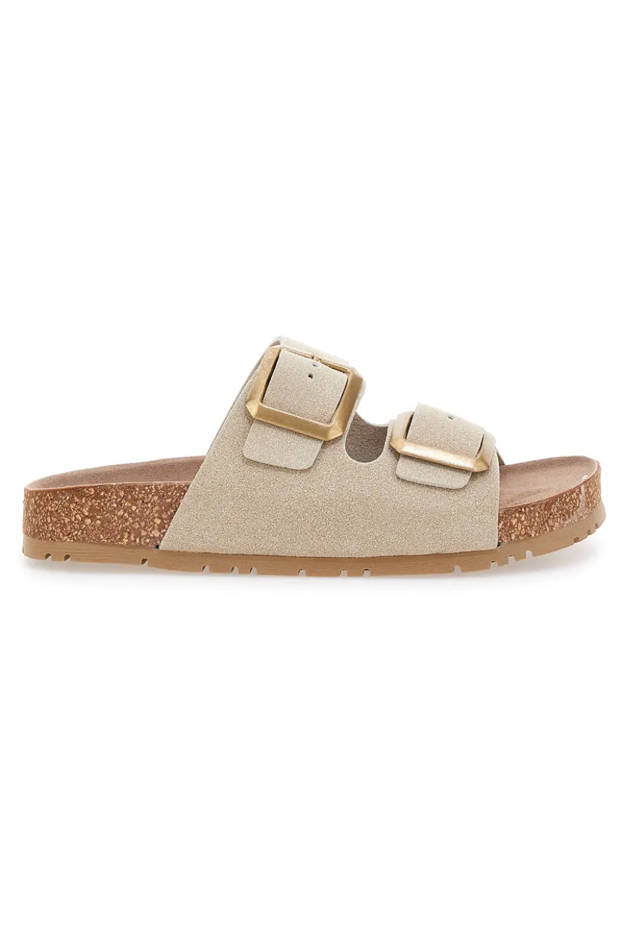 Ciabatte beige doppia fibbia Pittarello Green walk 335CF20630SR