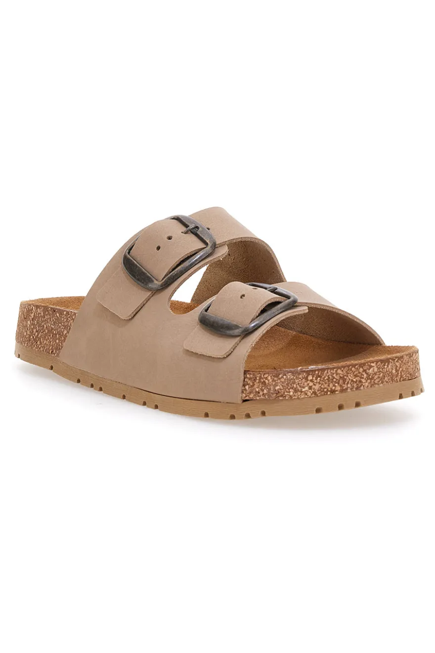 Ciabatte beige doppia fibbia Pittarello Green walk 335CF20630SR