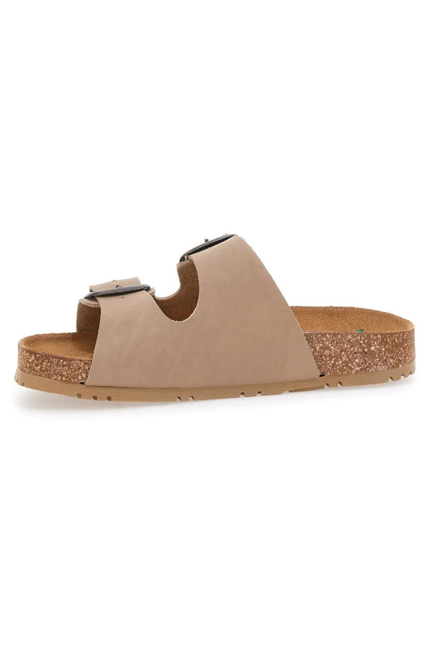 Ciabatte beige doppia fibbia Pittarello Green walk 335CF20630SR