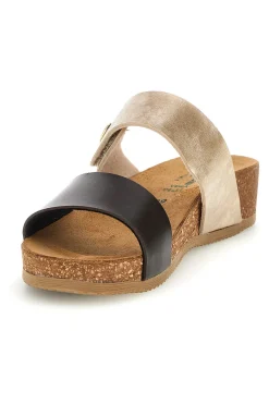 Ciabatte beige e marroni con sottopiede in vera pelle Pittarello Eco 293A485SR