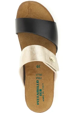 Ciabatte beige e marroni con sottopiede in vera pelle Pittarello Eco 293A485SR
