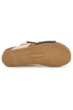 Ciabatte beige e marroni con sottopiede in vera pelle Pittarello Eco 293A485SR