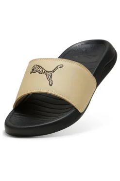 Ciabatte beige e nere con logo animalier Puma Popcat 20 Topcat