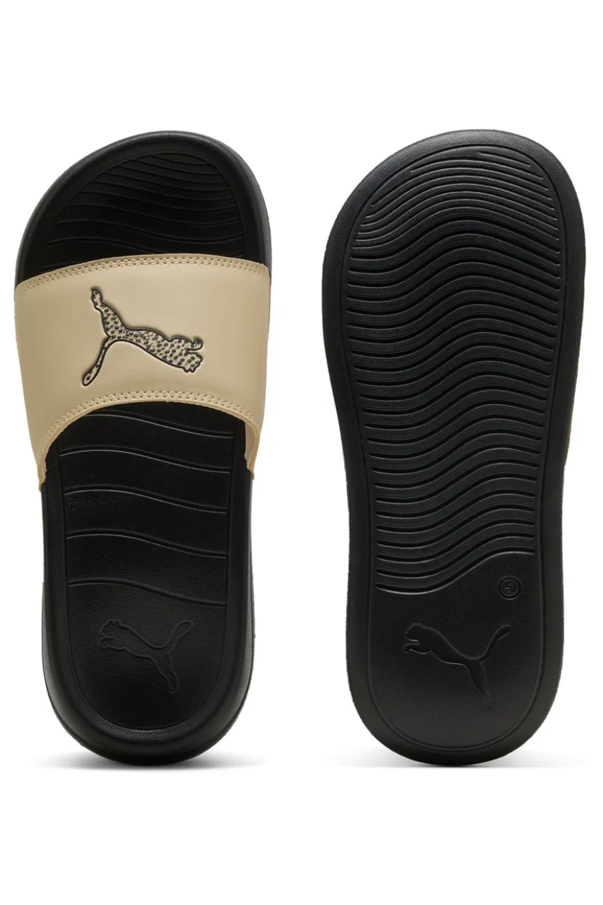 Ciabatte beige e nere con logo animalier Puma Popcat 20 Topcat
