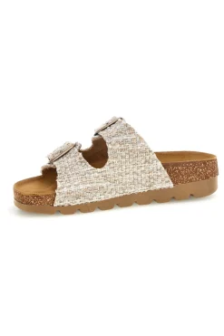 Ciabatte beige effetto intrecciato con sottopiede in vera pelle Pittarello Bio 335P20630SR
