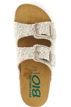 Ciabatte beige effetto intrecciato con sottopiede in vera pelle Pittarello Bio 335P20630SR